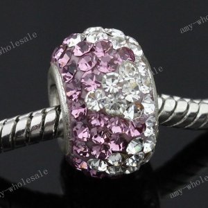 PURPLE CZECH CRYSTAL 925 SILVER CHARM BEAD