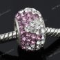 PURPLE CZECH CRYSTAL 925 SILVER CHARM BEAD