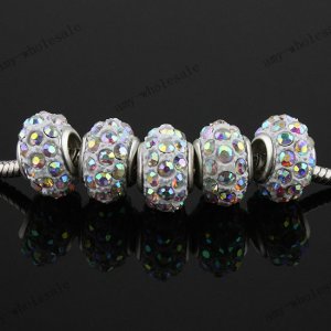 50x Clear AB Crystal Bead Finding Fit European Bracelet