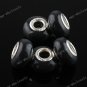 200X Black POLYMER CLAY EUROPEAN BIG HOLE CHARM BEADS FINDINGS WHOLESALE