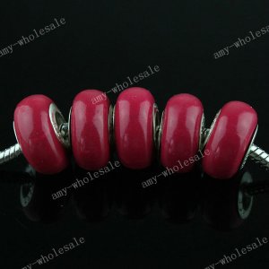 200X Magenta  POLYMER CLAY EUROPEAN BIG HOLE CHARM BEADS FINDINGS WHOLESALE
