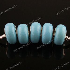 100X Ocean Blue POLYMER CLAY EUROPEAN BIG HOLE CHARM BEADS FINDINGS WHOLESALE