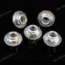 10PCS CLEAR AB CRYSTAL GLASS BIG HOLE FACETED BEADS