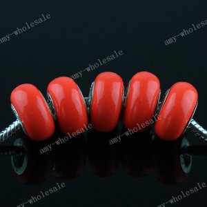 100X Nacarat  POLYMER CLAY EUROPEAN BIG HOLE CHARM BEADS FINDINGS WHOLESALE