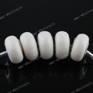 20X WHITE POLYMER CLAY EUROPEAN BIG HOLE CHARM BEADS FINDINGS WHOLESALE