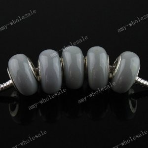 20X Gray POLYMER CLAY EUROPEAN BIG HOLE CHARM BEADS FINDINGS WHOLESALE