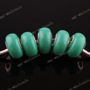 20X Green POLYMER CLAY EUROPEAN BIG HOLE CHARM BEADS FINDINGS WHOLESALE