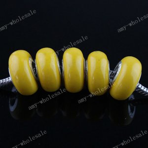 5X Golden POLYMER CLAY EUROPEAN BIG HOLE CHARM BEADS FINDINGS 5mm