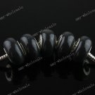5X Black POLYMER CLAY EUROPEAN BIG HOLE CHARM BEADS FINDINGS 5mm