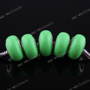 5X Light Green  POLYMER CLAY EUROPEAN BIG HOLE CHARM BEADS FINDINGS 5mm