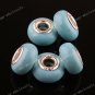 5X Ocean Blue POLYMER CLAY EUROPEAN BIG HOLE CHARM BEADS FINDINGS 5mm