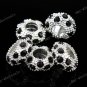 5pcs BLACK CRYSTAL SILVER CHARM BEAD BRACELET 7X12MM