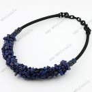 Sodalite Stone Chip Bead Cord Rope Clasp Necklace 19"L