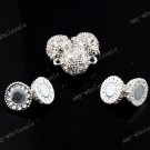 10 PCS MAGNETIC RHINESTONE SILVER ROUND BALL CLASP JEWELRY FINDINGS