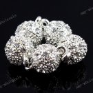 50 PCS MAGNETIC RHINESTONE CRYSTAL SILVER ROUND BALL CLASP FINDINGS WHOLE SALE