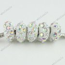 100x White AB Crystal Resin European Charm Loose Bead Fit Bracelet Wholesale Lot