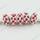 Wholesale Lot 100x Red Crystal Resin European Charm Beads Finding Fit Bracelet