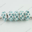 100x Ocean Blue Crystal Resin Big Hole Beads Fit Bracelet 6x12mm Wholesale Lot