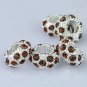 5PCS COFFEE CRYSTAL SILVER SPACER FIT CHARM BRACELET