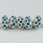 PEACOCK BLUE CRYSTAL SILVER SPACER CHARM BEADS M010804