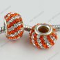 CZECH CRYSTAL 925 SILVER HOLE BEAD CLEAR &ORANGE