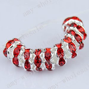 10PCS WHOLESALE RED CRYSTAL HOLE SPACER BEAD FINDINGS