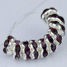 10PCS DEEP PURPLE CRYSTAL HOLE SPACER BEAD WHOLESALE
