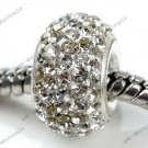 925 SILVER CLEAR CRYSTAL FIT CHARM BEAD BRACELET 7X11mm