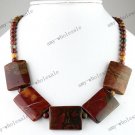 Picasso Jasper Gemstone Rectangle pendant Necklace 18"