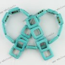 20pcs Hollow Turquoise Gemstone Square Beads Strand 16"