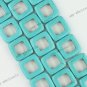 20pcs Hollow Turquoise Gemstone Square Beads Strand 16"