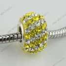 CZECH CRYSTAL 925 SILVER BEAD FINDINGS CLEAR&YELLOW