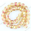 10MM LIGHT GOLDEN LAMPWORK GLASS ROUND LOOSE BEADS 12"