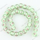 10MM LIGHT GREEN LAMPWORK GLASS ROUND LOOSE BEADS 12"