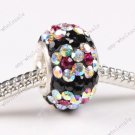 CZECH CRYSTAL 925 SILVER CHARM BEAD CLEAR &MAGENTA