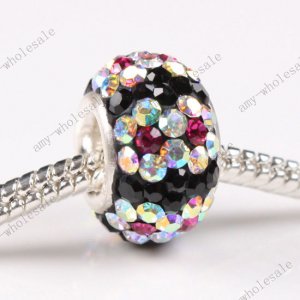 CZECH CRYSTAL 925 SILVER CHARM BEAD CLEAR &MAGENTA