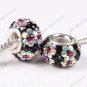 CZECH CRYSTAL 925 SILVER CHARM BEAD CLEAR &MAGENTA