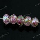 7X10mm Pink Lampwork Glass Flower Spacer Loose Beads