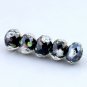 5pcs BLACK LAMPWORK GLASS FLOWER FACETED  LOOSE BEADS