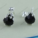 1PAIR BLACK CRYSTAL FASHION STUD ROUND BALL EARRING 6MM