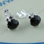 1PAIR BLACK CRYSTAL FASHION STUD ROUND BALL EARRING 6MM