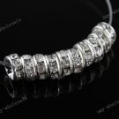 100PCS CLEAR CRYSTAL SILVER EUROPEAN LOOSE SPACER BEADS JEWELRY FINDINGS 6MM