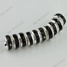 100PCS BLACK CRYSTAL SILVER EUROPEAN LOOSE SPACER BEADS FINDINGS 6MM WHOLESALE