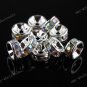 100PCS CLEAR AB CRYSTAL SILVER LOOSE SPACER BEADS JEWELRY FINDINGS 6MM WHOLESAL