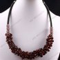 Garnet Gemstone Chip Bead Knitted Fashion Necklace 19"