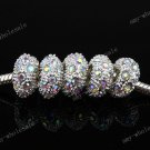 50X CLEAR AB CRYSTAL BIG HOLE EUROPEAN CHARM BEAD FIT BRACELET 7X12MM WHOLESALE