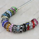 WHOLESALE MIXED COLOR CRYSTAL CHARM BEAD FINDINGS FIT EUROPEAN BRACELET 60PCS