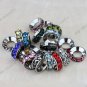 WHOLESALE MIXED COLOR CRYSTAL CHARM BEAD FINDINGS FIT EUROPEAN BRACELET 60PCS