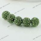 20PCS 10mm Green Round Ball Crystal Loose Spacer Beads Fit Bracelet Finding