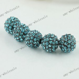 10mm Ocean Blue Round Ball Crystal  Beads Bracelet Findings 50pcs Wholesale